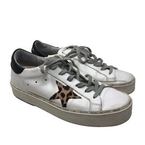 Golden Goose Hi Star Sneaker Leather Leopard Print Star Womens 40 10 Streetwear
